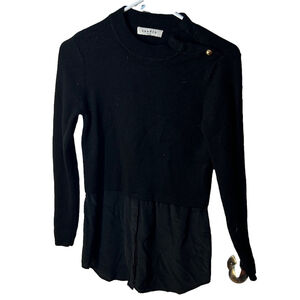 Sandro Paris wool blend black sweater blouse *note flaw